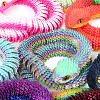 Jouets Serpents Flexibles Imprimés en Filament 3D, Animaux en PLA, Matériaux Écologiques, Collection de Serpents Colorés pour Enfants