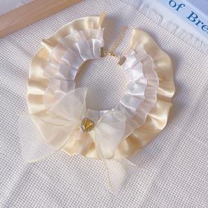 Vêtements et accessoires pour animaux de compagnie chat <span class=keywords><strong>chien</strong></span> princesse style ruban nœud écharpe chaton chiot dentelle maille collier broche serviette - Product Image 6