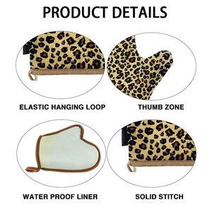 Ensemble personnalisé de 2 pièces en velours doux pour <span class=keywords><strong>autobronzant</strong></span> corporel, applicateur dorsal pour <span class=keywords><strong>autobronzant</strong></span>, <span class=keywords><strong>gant</strong></span> de bronzage auto-bronzant imprimé léopard marron - Product Image 3