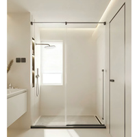 Salle de douche à porte coulissante carrée moderne, fabrication directe d'usine, épaisseur personnalisable, verre trempé, aluminium, acier inoxydable, salle de bain