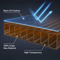 Matériau de toiture transparent résistant aux intempéries avec revêtement UV, plaque alvéolaire multi-parois en PC pour la construction
