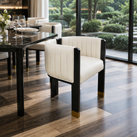 Chaise de salle à manger moderne en bois massif avec dossier bas, dossier confortable en tissu camel, siège en tissu, fauteuil de loisirs pour la maison, le bar, l'hôtel