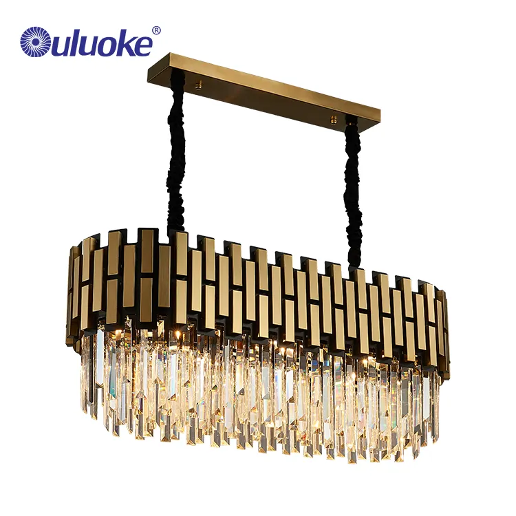 Modern Hotel Lobby Antique Classic Iron Crystal Gold Square LED Chandeliers