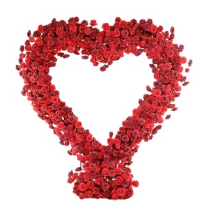 Arche de fleurs en forme de cœur rouge de haute qualité avec fond rouge en fleurs fraîches pour les événements de fête et de mariage - Product Image 2