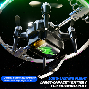 Safe Ring RC Aircraft for <strong>Kids</strong> Smart Self-Balancing with LED Lights One Touch Control 2.4GHz Remote Indoor Outdoor Flying <strong>Gadget</strong> - Product Image 3