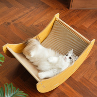 Griffoir pour chat multifonctionnel compact tout-en-un, avec lit balancelle Moon Boat et griffoir mural vertical, pour le bien-être du chat