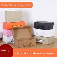 Shaher Flat Foldable Shoe Box Ribbon Handle Lid Base Kraft Paperboard Liner Hot Stamping Logo Printing Clothing Apparel Scarf