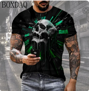 Horror Death Skull hombres Camisetas manga corta al por mayor estampado <span class=keywords><strong>Terror</strong></span> Hip Hop Camiseta cuello redondo verano Tops ropa hombres camisetas - Product Image 6