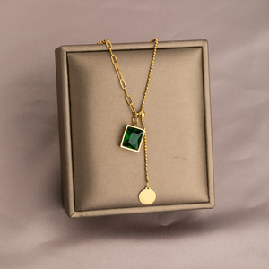 Collana in oro placcato oro 18K in acciaio inox zircone cuore lettera ciondolo collana per donne ragazze - Product Image 3