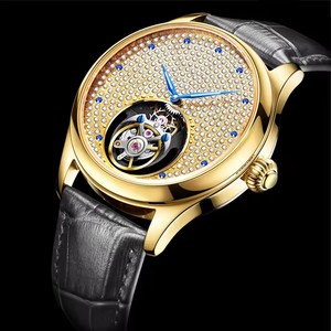 Montre mécanique de luxe AESOP pour homme, ciel étoilé, tourbillon, mouvement manuel, entièrement sertie de diamants, livraison directe - Product Image 5