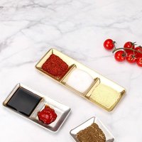 Assiettes rectangulaires en acier inoxydable 304, durables, écologiques, polies, style coréen, motif uni, qualité alimentaire, pour fêtes et hôtels