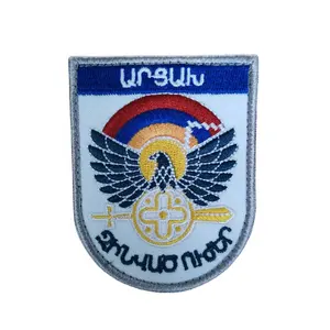 high quality Embroidery Patches for T-shirt Armenia logo for uniform fast delivery embroidery badge hook and loop backing