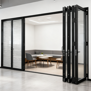 Nhà ban công phân vùng Windproof gấp cửa kính Tempered Kính bi-gấp cửa khách sạn biệt thự đen <span class=keywords><strong>PVC</strong></span> gấp cửa - Product Image 4