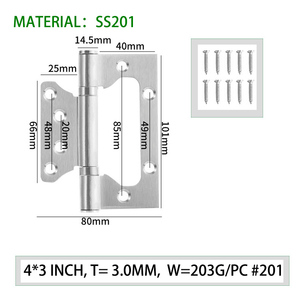 201 304 acciaio inox 2 cuscinetti a sfere a filo porta cerniera di 180 gradi a farfalla cerniera <span class=keywords><strong>per</strong></span> legno camera da letto scuola ospedale - Product Image 3