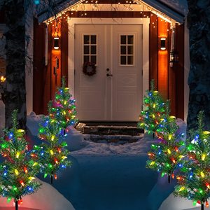 Solar Christmas <b>Tree</b> <b>Lights</b> 4-Piece Set LED Outdoor Garden Decor Water Resistant Solar Powered Free-Standing - Product Image 3