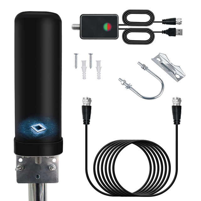 High Gain Barrel Antenna Digital HDTV Antenna Outdoor Signal Amplifier Waterproof Outdoor TV Antenna with Booster