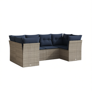 Conjunto de Sofás de Patio de Ratán Sintético Gris, 6 Plazas, Muebles de Jardín para Exteriores, Resistentes a la Intemperie, Diseño Contemporáneo - Product Image 1