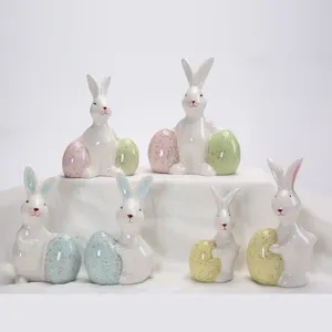 ईस्टर होम ऑफिस टेबल सजावट बनी सजावट प्यारा फार्महाउस ग्राम्य ईस्टर बनी मूर्ति - Product Image 4
