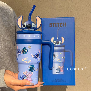 Bouteille isotherme et thermos grande capacité <span class=keywords><strong>Disney</strong></span> Cartoon avec couvercle, poignée et paille, idéale pour les voyages et comme cadeau de Noël - Product Image 4