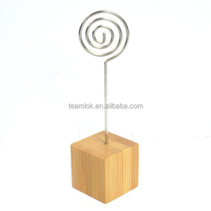 竹木底座，带金属夹名片架展示架 - Product Image 5