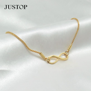 Wholesale Stainless Steel 18K <b>Gold</b> Plated Trendy Women's Geometric <b>Infinity</b> Charm <b>Bracelet</b> Pendant Classic Lucky Number 8 - Product Image 3