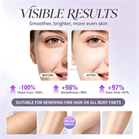 Appareil d'exfoliation faciale rechargeable OEM ODM avec lumière LED, outil de dermaplaning sonique pour l'élimination des poils de pêche et des poils du visage