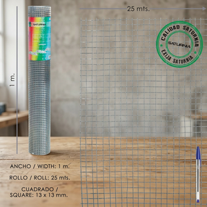 Malla Electrosoldada Galvanizada 13x13 / 100 cm. Rollo de 25 metros. Uso Doméstico - Product Image 2