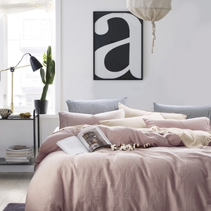 Parure de lit en lin naturel français certifié GOTS 100% lin européen, couleur unie, vente en gros - Product Image 5