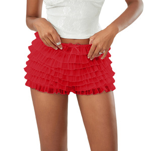 กางเกงขาสั้นผู้หญิงเอวยางยืดใส่เที่ยวคลับกางเกงขาสั้นลำลองชั้นสลิมฟิตแต่งระบายฤดูร้อน - Product Image 2