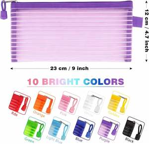 Durable and Reusable Mesh Zipper Pouch Portable Office Pencil Holder Multi-purpose Nylon Zippered Storage Bag for Makeup - Product Image 2