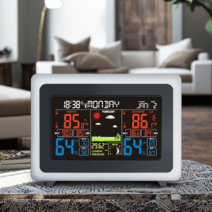 Termohigrómetro y Barómetro Electrónico, Reloj Meteorológico Multifuncional <span class=keywords><strong>con</strong></span> Pantalla LCD, Estación Meteorológica <span class=keywords><strong>con</strong></span> Reloj, Doble Alimentación, Pronóstico del Tiempo - Product Image 1