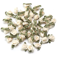 Mini fleurs en ruban satiné 100% polyester écologique, diamètre 2,5 cm, avec perles, pour vêtements, accessoires DIY, décorations pour cheveux