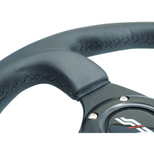 Volant sport - Cuir - Volant sport pour voitures, cuir noir, plaque de course Simoni - Product Image 4