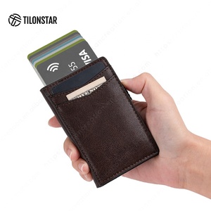 TILONSTAR TVC301 Boîtier en aluminium simple et mince Porte-cartes à blocage RFID Portefeuille en cuir automatique pour homme - Product Image 4
