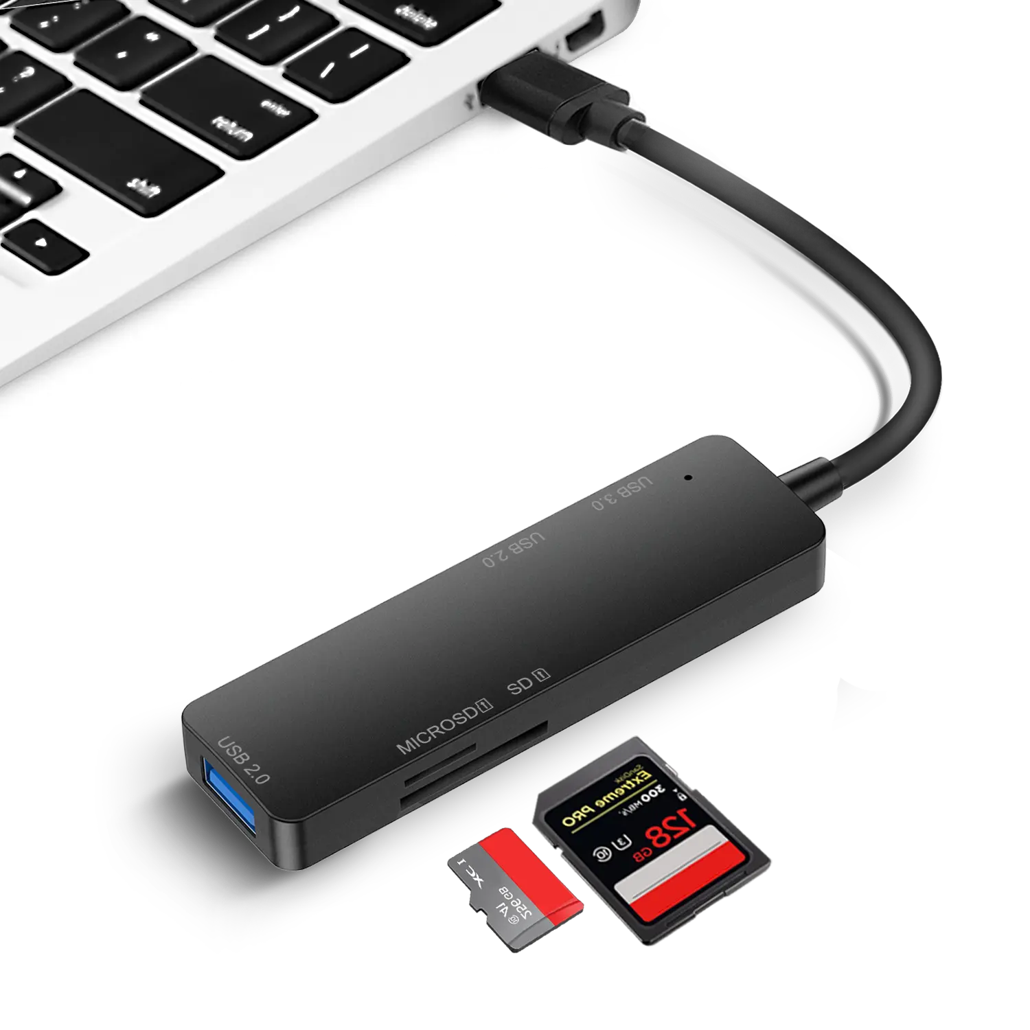 USB 3.0 Hub pembagi Data USB Ultra ramping, dengan TF dan slot pembaca kartu SD untuk MacBook Laptop Surface Pro PS4 PC Flash Drive