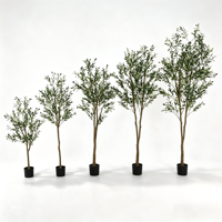Arbre d'olivier artificiel avec tronc naturel, plante en pot en plastique de haute qualité pour salon, villa, hôtel et décoration commerciale