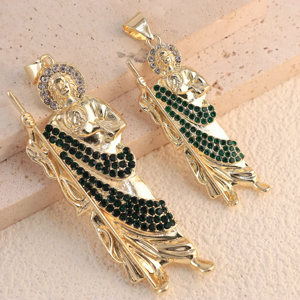 Beliebter luxus christliche Schmuck Zirkon-Halsband modisch religiös Vintage Gold St. Jude Anhänger Geschenke für Damen