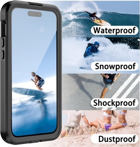 Ốp lưng chống sốc, chống nước PC+<span class=keywords><strong>TPU</strong></span> thiết kế Armor cho 15 Pro, tích hợp kính cường lực bảo vệ màn hình, tương thích với màn hình 6.1 inch, màu đen - Product Image 5