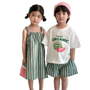 2025 tenues assorties pour frères et sœurs frère soeur été pastèque tenues assorties frère chemises jumelles - Product Image 1