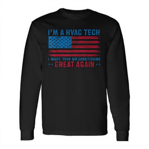Maglietta a maniche lunghe Hvac Tech con design della bandiera americana e slogan Great Again - Product Image 2