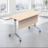 Bureau d'étudiant pliable de style moderne en MFC, table convertible extensible pour salle de formation avec roulettes