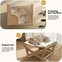 Cadre en bois surélevé de lit hamac chat en bambou de qualité supérieure avec perchoir de couchage confortable