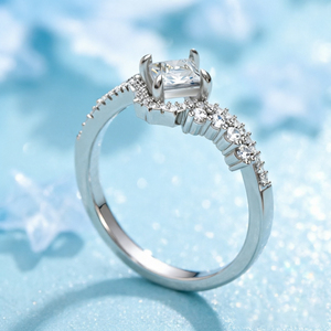 Fabricante de Joyería, Anillo de Compromiso de Plata de Ley 925 con Circonita Cúbica de Corte Princesa, Personalizable con Logotipo o Muestras, para Mujer - Product Image 3