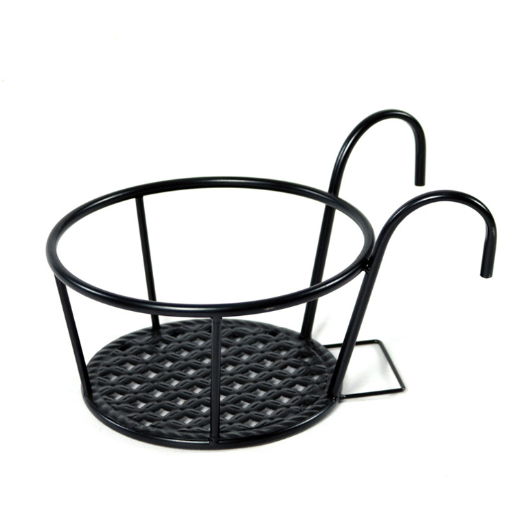 Plant Stand Rack Free of Installation Metal Flower Pot Rack Holder with Hanger Hanging on the Railing for Balcony Decoration