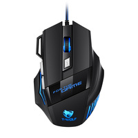T-WOLF Thunder Wolf M1 Keyboard Mekanik Gaming Berkabel dengan 7 Lampu RGB Mouse Besar Ergonomis untuk Pria