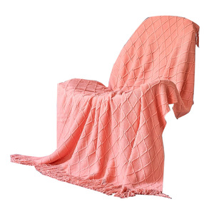 Style européen couleur unie simple <span class=keywords><strong>sieste</strong></span> gland tricoté lit canapé décontracté décoratif couvertures portables pour l'hiver Style moderne - Product Image 6