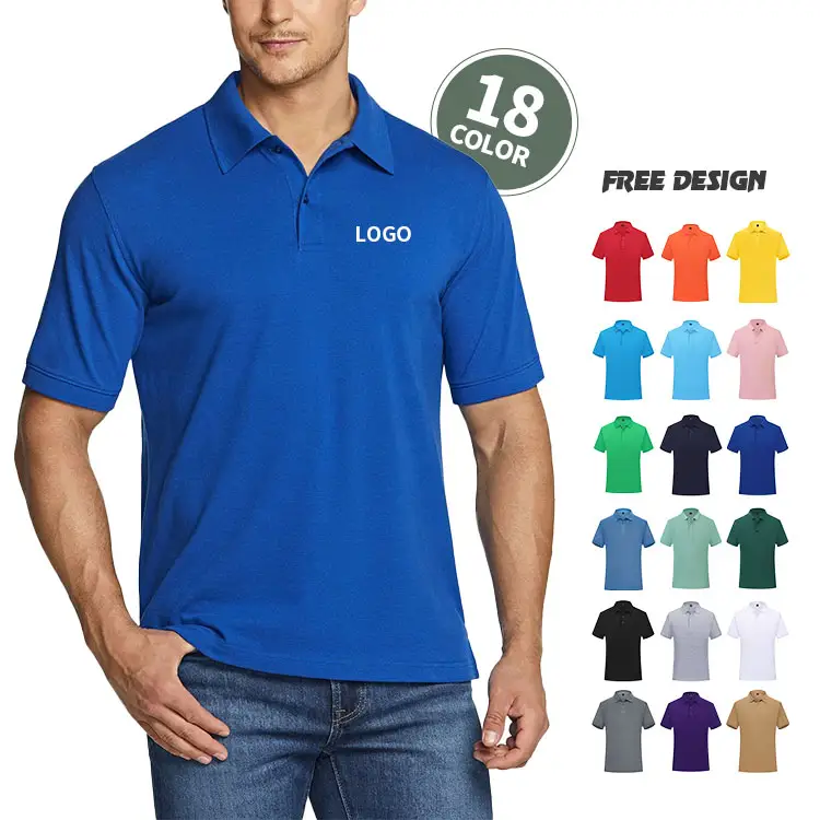 Großhandel einfarbiges individuelles gesticktes Logo Herren-T-Shirt hochwertige Baumwolle Arbeitskleidung Uniform individuelle Herren-Polo-Shirts