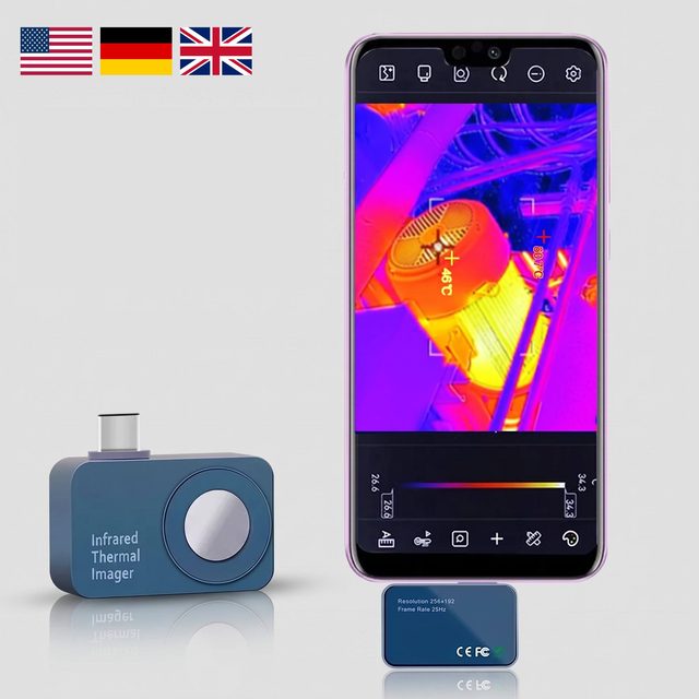 TOOLTOP T7 Mobile Thermal Imaging Camera for Android iPhone USB-C 256x192 High Resolution Infrared Thermal Imager