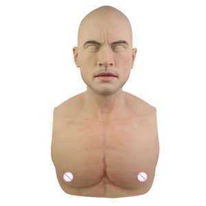 Masque de tête en silicone pour homme, accessoire de tournage, masque de cosplay, costume de mascarade, déguisement, masque de fête d'Halloween, personnalisable - Product Image 2