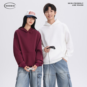 C-House Men's Hooded <b>Sweatshirt</b> 400G Thickening Solid Color With Pocket Anti-Pilling Loose Fit Autumn Winter Wear Heavyweight - Product Image 5